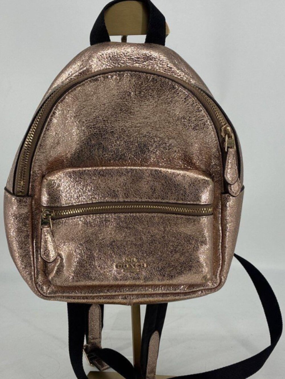 Coach Mini Charlie Backpack Rose Gold Metallic Leather F35238 - Rare